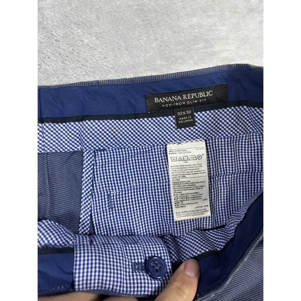 Banana Republic Dress Pants Men's 32x32 Modern Slim Fit Chinos Non Iron Blue